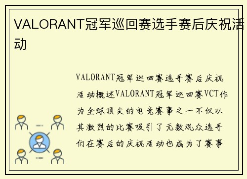 VALORANT冠军巡回赛选手赛后庆祝活动